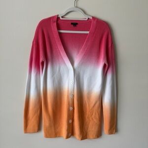 Talbots Dip Dye Girlfriend Cardigan Pink and Orange Ombré Women’s Size S